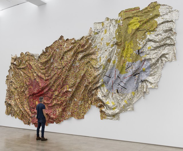 El Anatsui,  Gravity and Grace,  2010.  Collection of the artist, Nsukka, Nigeria. Courtesy Jack Shainman Gallery, New York. 