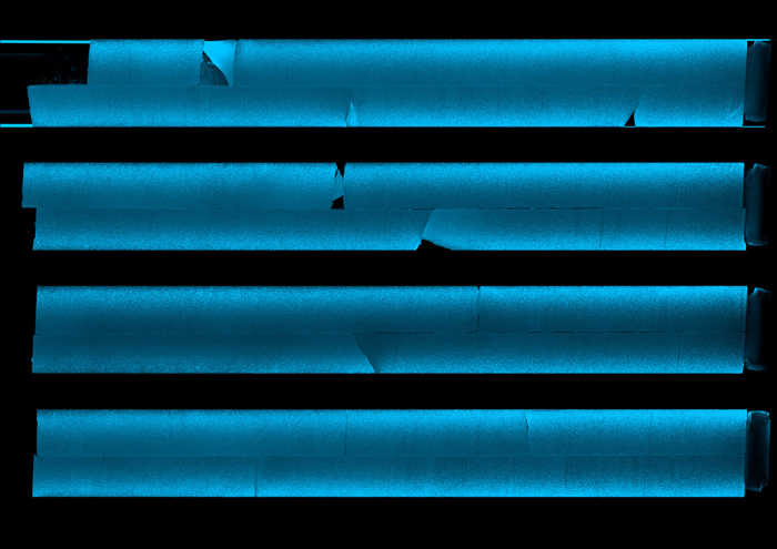 Line scan of the ice core from the Anthropocene GSSP candidate site Palmer Station in Antarctica. Photo: Daniel Emanuelsson. Photomontage: NODE Berlin Oslo.